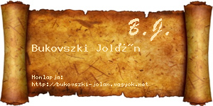 Bukovszki Jolán névjegykártya